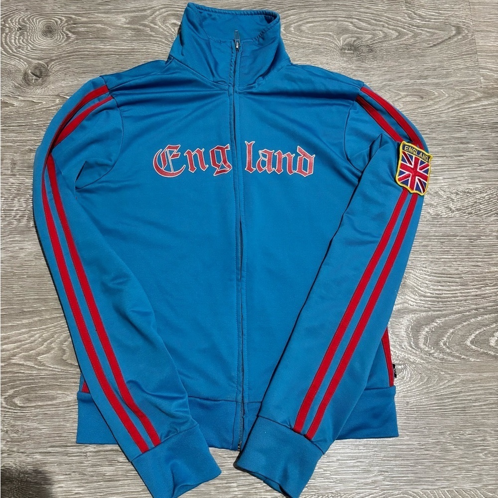 Y2K England Racing Stripe Track Jacket Fitted Small - Picture 3 of 11